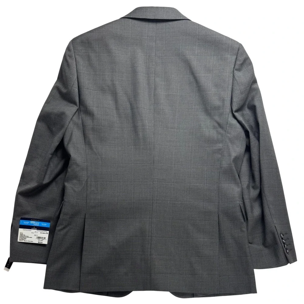 Stafford CoolMax EcoMade Suit Jacket 42R Gray Houndstooth Wool Blend Classic Fit